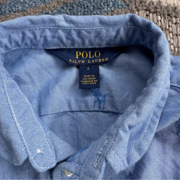 Polo Ralph Lauren Youth Girls Oxford Blue Embroidered Pony Shirt Dress Size 6 - Picture 5 of 7